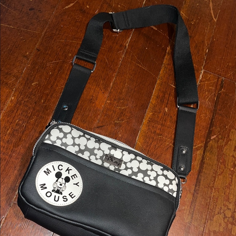 Mickey Mouse Black and Gray Crossbody Bag